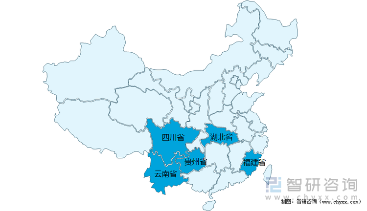 2021年中国可采摘面积超过300万亩的省份分布