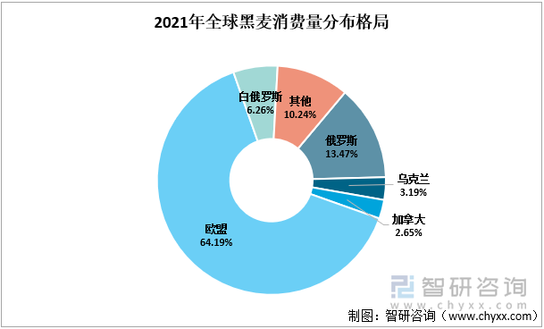 2021年全球黑麦消费量分布格局