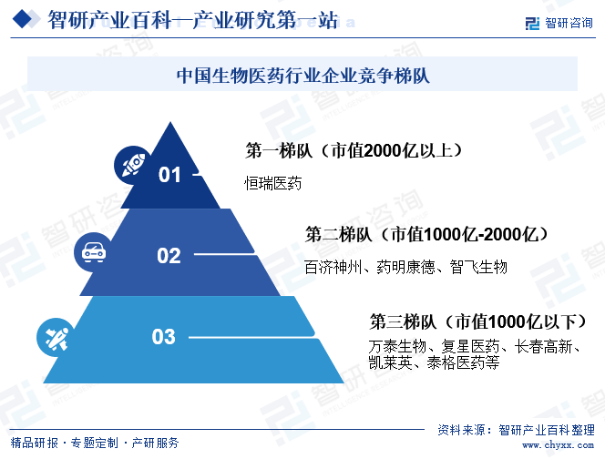 中国生物医药行业企业竞争梯队