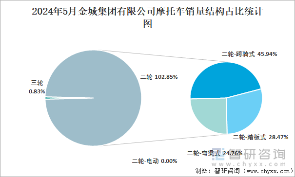 2024年5月金城集团有限公司摩托车销量结构占比统计图