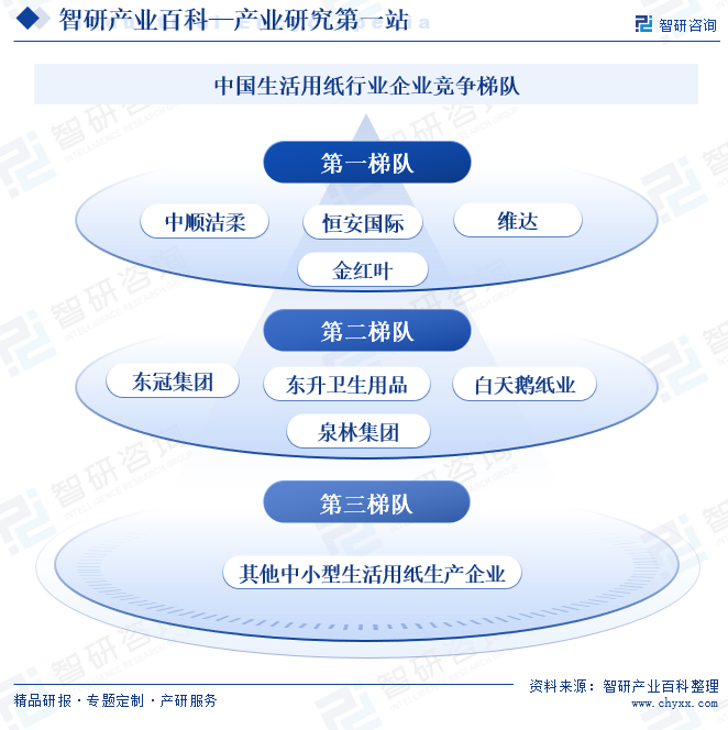 中国生活用纸行业企业竞争梯队