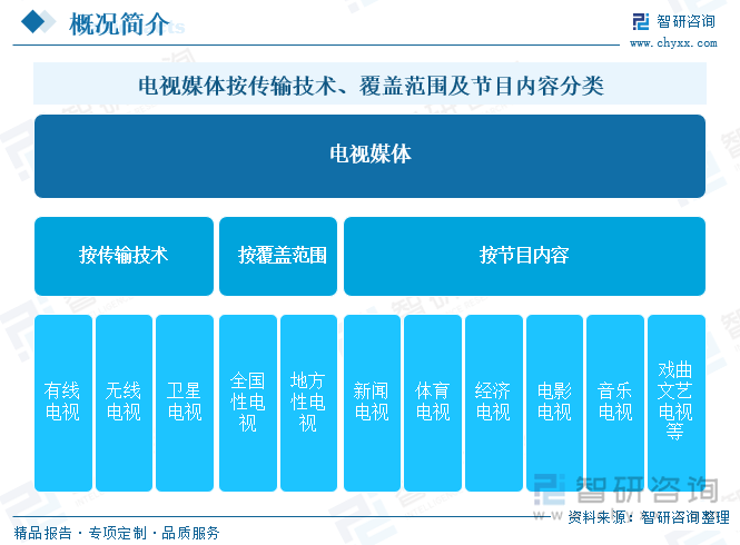 电视媒体按传输技术、覆盖范围及节目内容分类