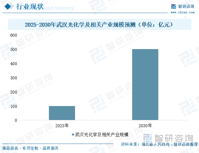 2025-2030年武汉光化学及相关产业规模预测（单位：亿元）